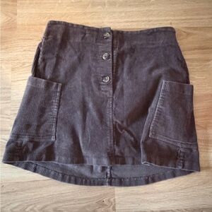 Women's Brown Corduroy Button Skirt